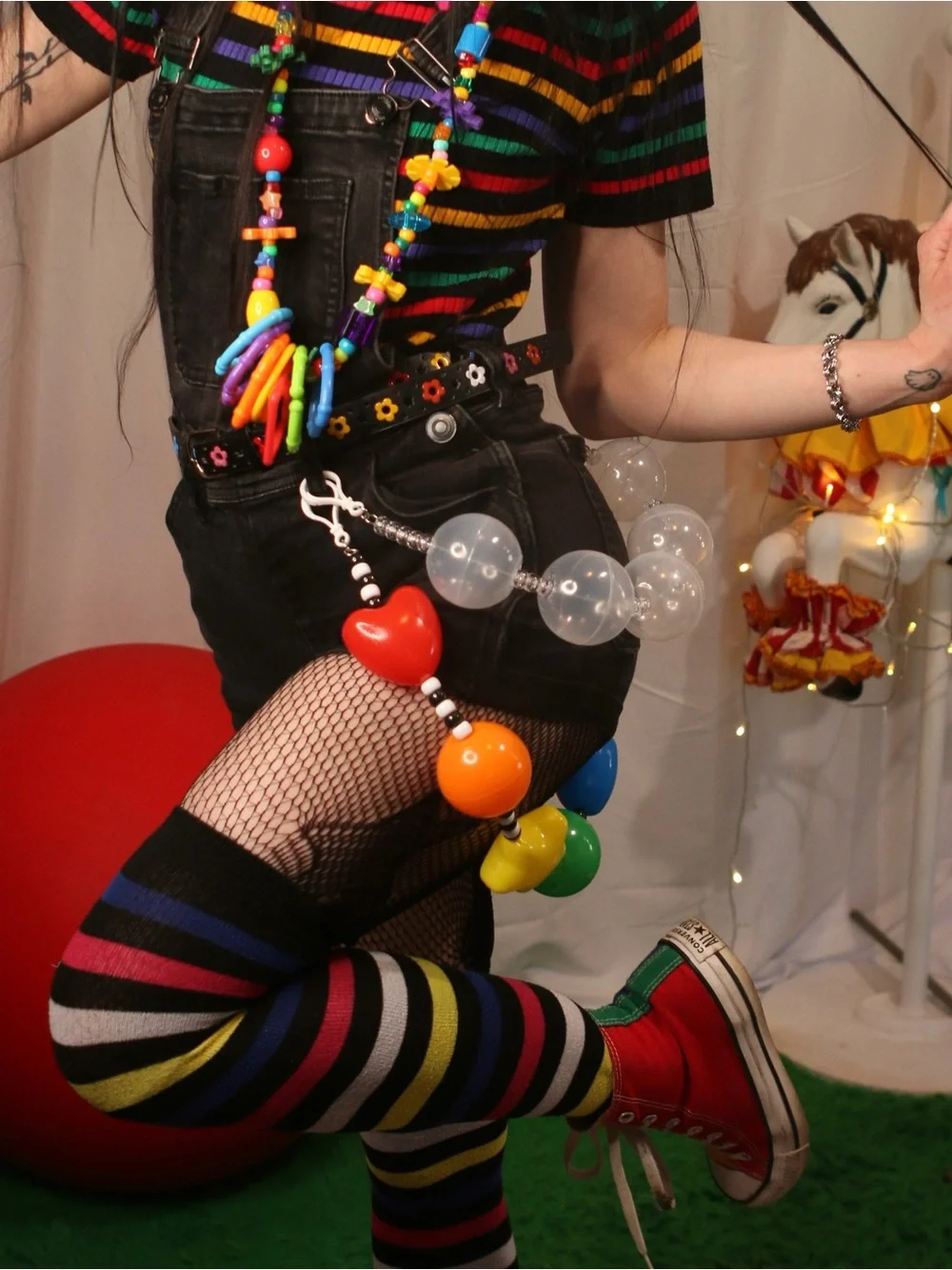 🌈🖤🤍Rainbow/B&W Ball Pit Belt Chain
